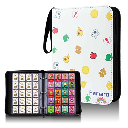 Famard 300 Pockets Card Binder Holder Compatible with Mini Animal Crossing Amiibo Cards, NFC Tags Game Cards ,Carrying Case for ACNH Amiibo Cards with Secure Zipper