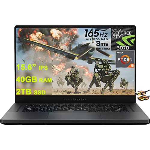 Asus ROG Zephyrus G15 Gaming Laptop 15.6” WQHD IPS 165Hz AMD Octa-Core Ryzen 9 5900HS (Beats i9-10885H) 40GB RAM 2TB SSD GeForce RTX 3070 8GB USB-C Backlit Fingerprint Win10 + HDMI Cable