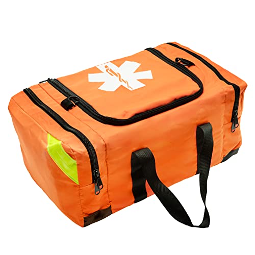 NOVAMEDIC Empty Orange Trauma First Aid Medical Bag, 21″x15″x5″, Multi Compartment First Responder Carrier for EMT, Paramedics, Emergency and Medical Supplies Kit, Lightweight and Durable, Orange