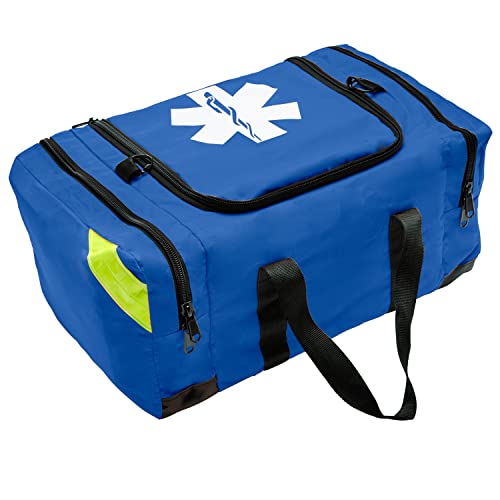 NOVAMEDIC Empty Blue Trauma First Aid Medical Bag, 21″x15″x5″, Multi Compartment First Responder Carrier for EMT, Paramedics, Emergency and Medical Supplies Kit, Lightweight and Durable, Blue