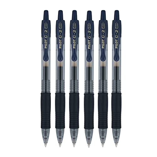 Pilot G2 Premium Retractable Gel-Ink Rolling Ball Pens, Bold Point 1.0mm, Navy Ink, 6 Pack