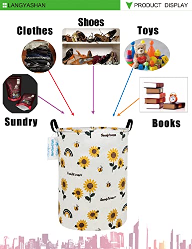 LANGYASHAN Storage Bin, Canvas Fabric Collapsible Organizer Basket for Laundry Hamper,Toy Bins,Gift Baskets, Bedroom, Clothes,Baby Nursery (Sunflower) | The Storepaperoomates Retail Market - Fast Affordable Shopping