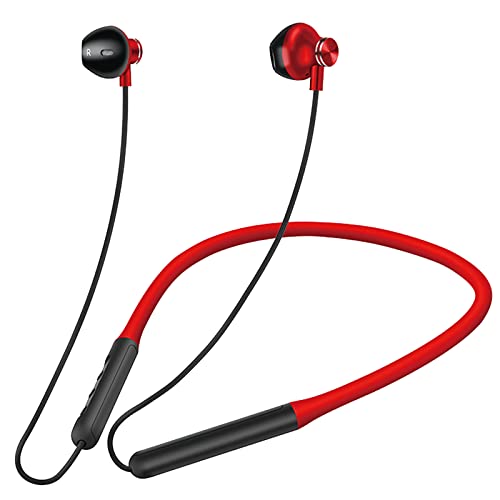 ZXQ Q2 Wireless Neckband Bluetooth Headphones, Neckband Earbuds with Magnetic, Sport Earphones with Microphone,12 Hours Playtime Lightweight Sweatproof for Workout with Carry Case Ear Hook(Red)
