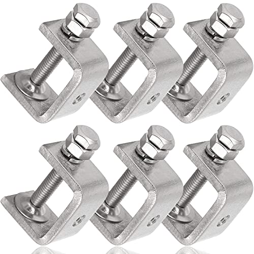 Stainless Steel C Clamps Mini 1 Inch for Mounting, Heavy Duty Metal U Clamps for Metal Working, Small Desk Clamp with Stable Wide Jaw Opening & Protective Pads/I-Beam Design (6pcs)