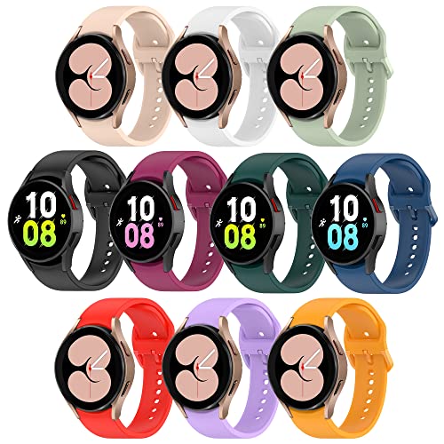 HSWAI 10 Pack Compatible with Samsung Galaxy Watch5/4 Band 40mm 44mm/Galaxy Watch5 Pro 45mm/Galaxy Watch 4 Classic 42mm 46mm Silicone Sport Bands Replacement Strap for Women Men (Small)