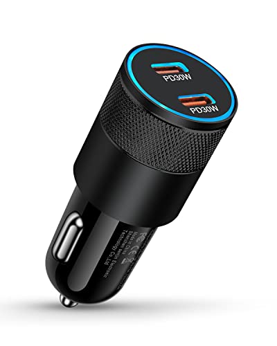 USB C Car Charger, 60W Cigarette Lighter Flush Adapter, Type C Fast Charging Car Plug Block for iPhone 13 Pro Max, Samsung Galaxy S21 Ultra, Pixel 6 Pro,3A XL, LG Stylo, AILKIN Automobile USB PD Port