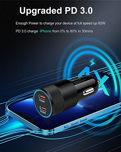 USB C Car Charger, 60W Cigarette Lighter Flush Adapter, Type C Fast Charging Car Plug Block for iPhone 13 Pro Max, Samsung Galaxy S21 Ultra, Pixel 6 Pro,3A XL, LG Stylo, AILKIN Automobile USB PD Port | The Storepaperoomates Retail Market - Fast Affordable Shopping