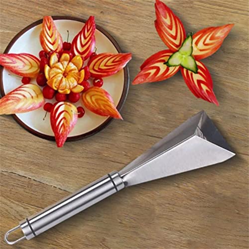 Stainless Steel Fruit Carving Knife , Antislip Engraving Blades Kitchen Accessories, Food Carving Mold, Triangular Shape Vegetable Knife Slicer (2pcs)