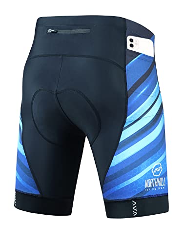 NORTHHILL Men’s Padded Bike Shorts Biking Cycling 4D Padded Bicycle Underwear Padding Gel Pad for Riding Biker with Pockets Ocean M
