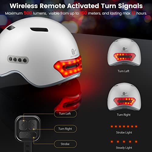 Smart Bike Helmet for Adults IRONSIMITH Bluetooth Helmets with Camera(32G TF-Card Included) Rear LED Light,Speaker,Microphone for Skateboard Scooter Bike Skating Roller Cycling Commuting Urban (White) | The Storepaperoomates Retail Market - Fast Affordable Shopping