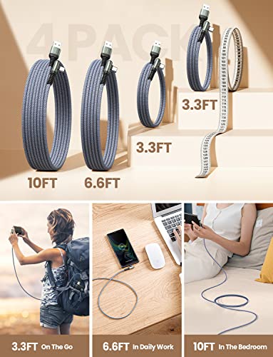 AINOPE USB C Cable 4-Pack [10/6.6/3.3/3.3ft] 3.2A Type C Charger Fast Charging Right Angle, USB C Charger Nylon Braided Compatible with Galaxy S10 S9 S8 Plus S21, Note 10 9 8, LG, Type C Cable | The Storepaperoomates Retail Market - Fast Affordable Shopping