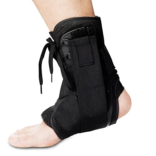 CURECARE New Upgraded Lace Up Ankle Brace for Women, Ankle Stabilizer Brace with Adjustable Ankle Wrap, Ankle Support for Men, Sprained Ankle, Injury Recovery, Achilles Tendonitis (Medium)
