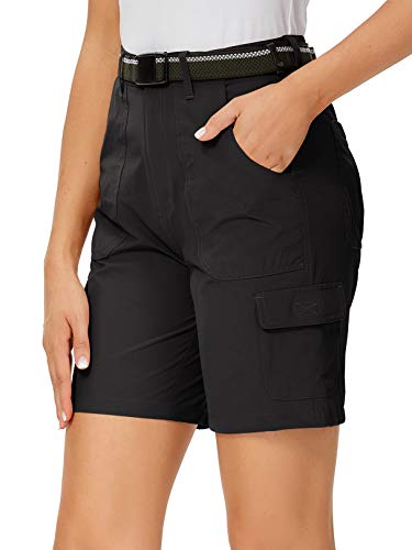 Women’s Hiking Cargo Shorts Quick Dry Lightweight Summer Shorts for Women Travel Athletic Golf,2133,Black,14