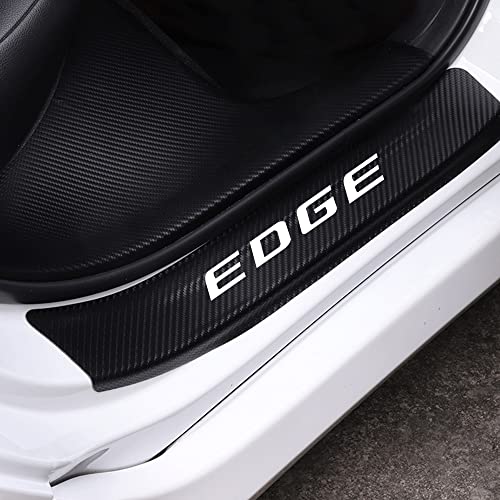 JEYODA Carbon Fiber Vinyl Sticker Car Door Sill Protector Scuff Plate Door Entry Guard For Ford EDGE Car Accessories(white)