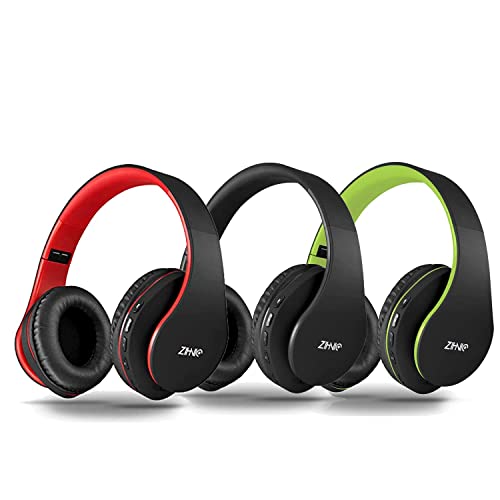 3 Items,1 Black Zihnic Over-Ear Wireless Headset Bundle with 1 Black Red Zihnic Over-Ear Wireless Headset and 1 Black Green Zihnic Foldable Wireless Headset