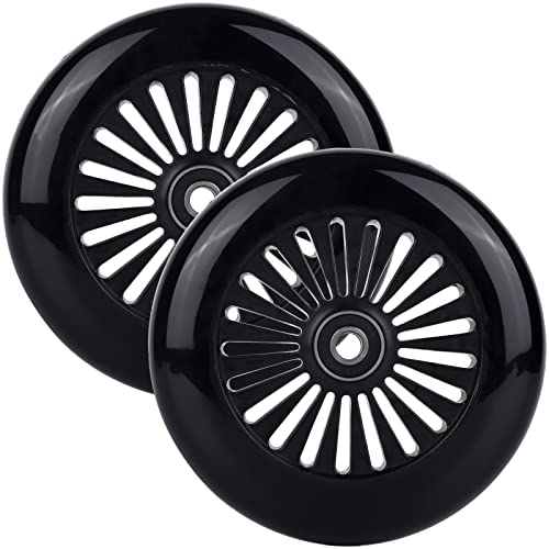 WHEELCOME 125mm Scooter Wheels (2-Pack) Kick Scooter Wheel Replacement with Bearings ABEC-9 for Razor A3 Kick Scooters (Black)