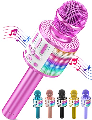 Karaoke Microphone for Kids Adults, Wireless 5 in 1 Handheld Bluetooth Microphone with LED Lights, Portable Smartphone Speaker Boys Girls Singing Toys for Home KTV Outdoor Christmas Birthday Party | The Storepaperoomates Retail Market - Fast Affordable Shopping