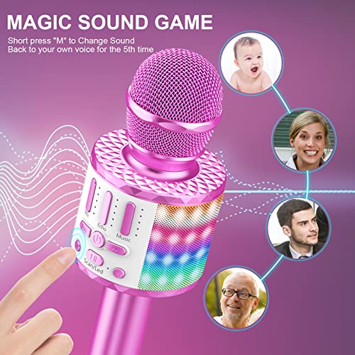 Karaoke Microphone for Kids Adults, Wireless 5 in 1 Handheld Bluetooth Microphone with LED Lights, Portable Smartphone Speaker Boys Girls Singing Toys for Home KTV Outdoor Christmas Birthday Party | The Storepaperoomates Retail Market - Fast Affordable Shopping