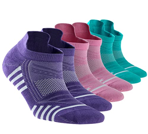 Women’s Bamboo Low Cut Ankle Socks with back Heel Tab Natural Comfort Fit Thin Athletic Performance 6 pair sock pack (Color Mix Striped)
