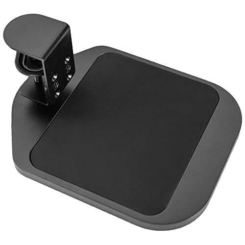 VIVO Wooden Clamp-on Adjustable Computer Mouse Pad and Device Holder for Desks, Extended Rotating Platform Tray, Fits up to 2 inch Desktops, Black, MOUNT-MS01B