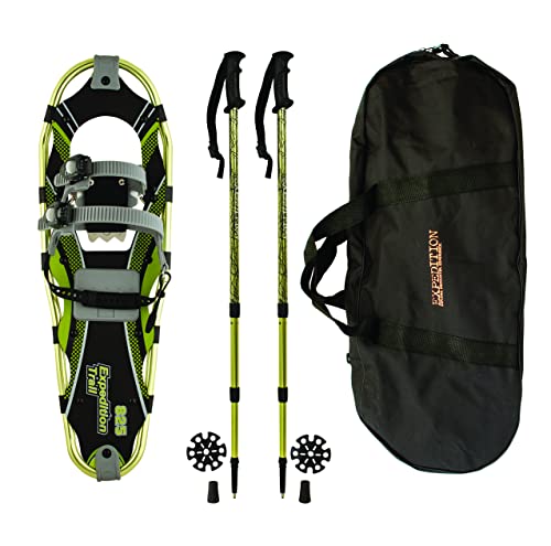 Cascade Mountain Tech unisex adult Expedition Trail Kit Snowshoe, Grey and Green, 36 – Up to 300 lbs US