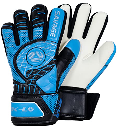 K-LO Savage Rise Soccer Goalie Gloves, Fingersave Goalkeeper Glove, Protection for All Five Fingers for Injury Support, Improve Shot Blocking, Super Sticky Grip Palm, Unisex, Youth & Adult Sizes