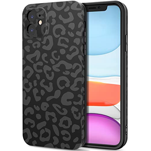 LOEV Phone Case for iPhone 11 Black Leopard Case, Cute Fashion Matte Cheetah Print [Not Rub-Off] Soft TPU Rubber Bumper Shockproof Protective Case Cover for Women Girls 6.1″, Leopard Print Pattern