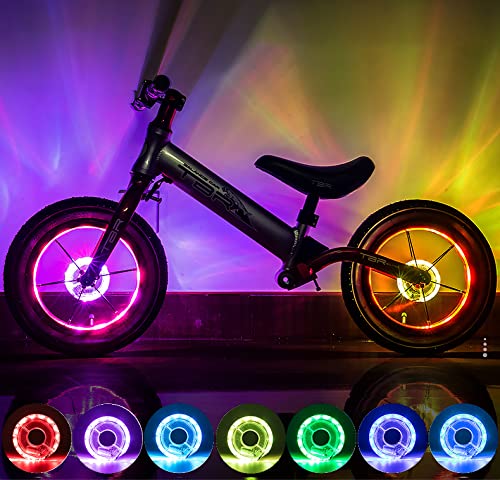 LED Bike Wheel Light, Colorful Bicycle Hub Light with Optical Design, Vibration Sensor Auto On/Off, USB Rechargeable, IP55 Waterproof, Good Bike Accessories Gift for Teenagers and Kids. (2 packs)