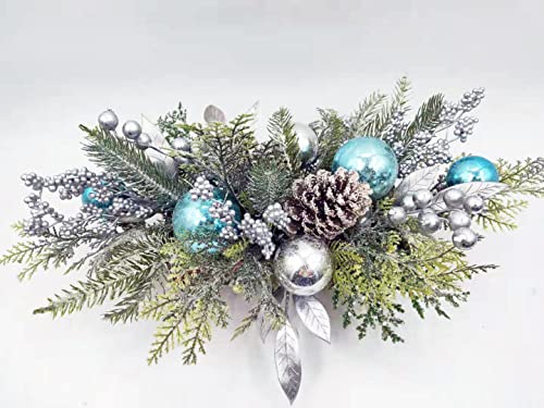 Christmas Centerpiece Decorated with Ornaments Pinecone (Blue/Teal/Silver) | The Storepaperoomates Retail Market - Fast Affordable Shopping