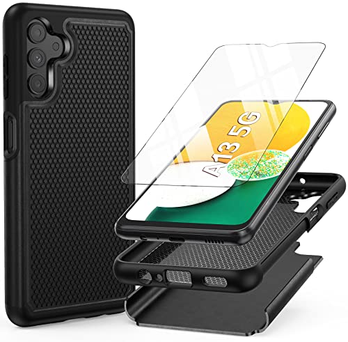 for Samsung Galaxy A13 5G Case: Military-Grade Drop Proof Case | Dual-Layer Rugged Shockproof Protective Phone Case with Matte Textured | Heavy Duty Protection – Black