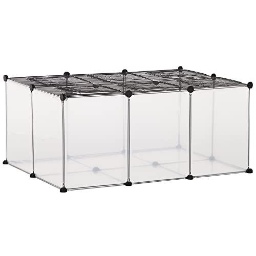 PawHut Small Animal Playpen C&C Cage Transparent Customizable Fence with Door for Guinea Pigs, Chinchilla, 14 x 18 in | The Storepaperoomates Retail Market - Fast Affordable Shopping