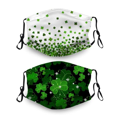 St. Patrick’s Day Lucky Shamrock Face Mask with 4 Filters Breathable Adjustable Mask Reusable Balaclava for Man Women
