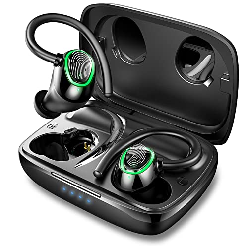Doubc Wireless Earbuds, BT 5.1 Sport Headphones with IP7 Waterproof, 50H Playtime BT Earbuds Noise Cancelling with Hi-Fi Stereo and Built-in Mic, Running Earphones with Earhooks for Workout.