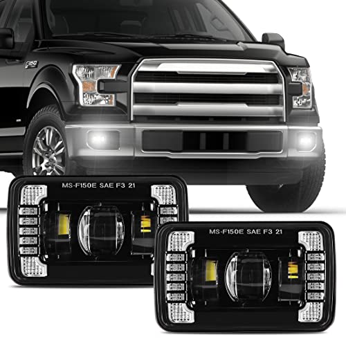 4X4FLSTC DOT Approved LED Fog Lights Assembly with DRL Compatible with Ford F150 2015 2016 2017 2018 2019 2020 Replacement LED Bumper Driving Fog light Kit Clear Lens 1 Pair – Black