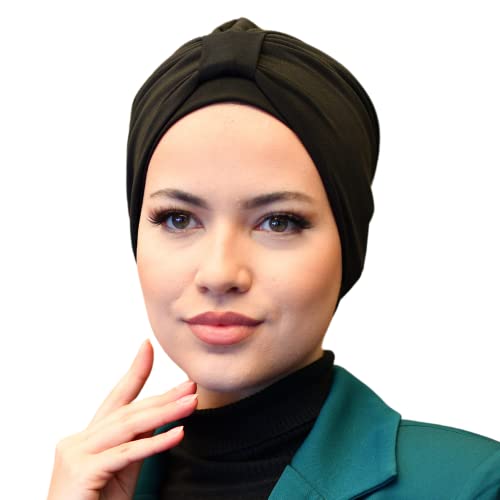 sufirit Head Beanie, Turbans for Women, Hijab Cap, Chemo Caps for Cancer Women, Instant Hijab, Headwraps, Chemo Headwear (Bridged, Black)