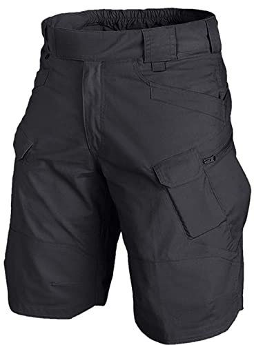 URBEST Tactical Shorts for Men Waterproof Breathable Quick Dry Hiking Fishing Cargo Shorts with Multi Pockets Black S