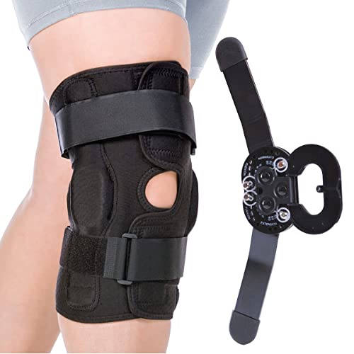 BraceAbility Plus Size ROM Knee Brace – Hinged Heavy-Duty Adjustable Compression Support Wrap for Large Thighs and Legs, Walking Pain, Osteoarthritis, Post-Surgery Recovery and Torn ACL or PCL (5XL)