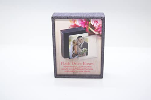 Deluxe Linen Flash Drive Box with Photo (Gray) to Put Your USB Flash Drive Holds one Photo on The Cover of The Box