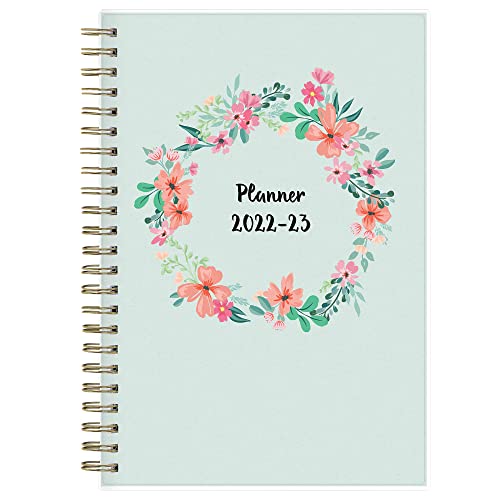Blue Sky 2022-2023 Academic Year Weekly & Monthly Planner, 5″ x 8″, Frosted Flexible Cover, Wirebound, Laurel (131949-A23)