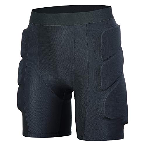 Padded Shorts Protective Hip-Butt-Tailbone – 3D Protection for Ski Skate Snowboboard Soccer Football(XL Black)