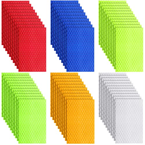 60 Pcs Reflective Stickers Decals Safety 6 Colors Night Visibility Warning Waterproofs Adhesive Reflector Tape Waterproof Helmet Stickers for Car Vehicle Motorcycle Bike, 2 x 3 Inch/ 5 x 8 cm