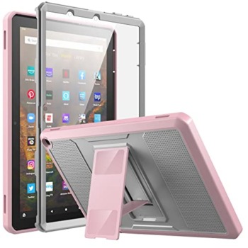 MoKo Case Fits All-New Kindle Fire HD 10 & 10 Plus Tablet (11th Generation, 2021 Release) 10.1″, Full Body Rugged Hands-Free Viewing Stand Back Cover with Screen Protector, Gray&Pink | The Storepaperoomates Retail Market - Fast Affordable Shopping