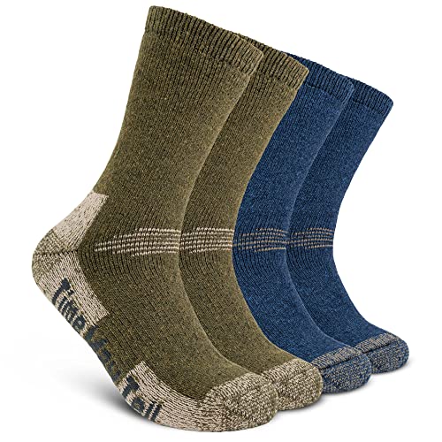 Time May Tell Mens Merino Wool Hiking Cushioning Socks For Outdoor Wool-Socks-For-Men 2/3 Pack (Green/Blue(2 Pairs) US Size 9-13)