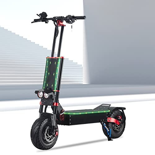 Electric Scooter Adults Dual 2800W Motor, 46 Miles Range 3 Speed Modes Up to 53 MPH, 13″ Off-Road Tires Scooter Foldable Commuter Electric Scooter with Longer Widened Pedal