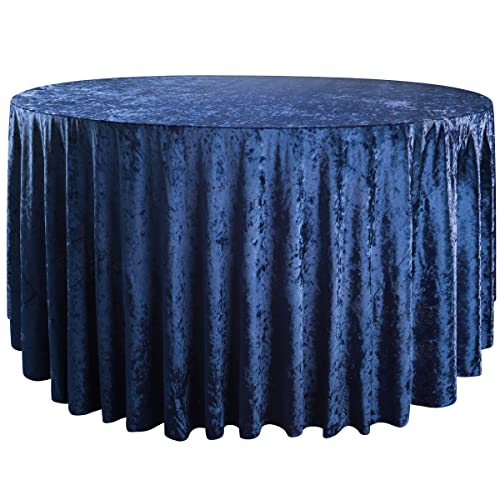 RCZ Décor Premium Velvet Royal Blue Overlay Tablecloth | Washable Fabric | Wrinkle Resistant | 70” | Perfect Table Overlay for Holidays, Weddings, Parties and More,Navy