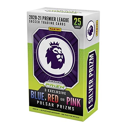 2020-21 Panini Prizm Premier League Cards – Blaster Cereal Box (25 Cards – 1 Base Silver Prizm, 1 Base Blue Pulsar Prizm, 2 Exclusive Base Pulsar Prizms & 1 Insert)