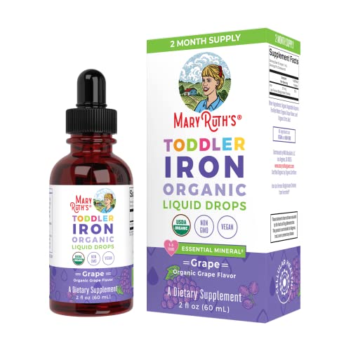 MaryRuth Organics Iron Supplement for Toddlers | Liquid Iron Supplement for Children Ages 1-3 | Iron Supplement for Iron Deficiency | Sugar Free | Vegan | Non-GMO | Gluten Free | 2 Fl Oz