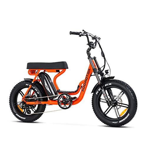 ADDMOTOR Motan Ebike Moped-Style 20” Fat Tire Electric Bike, 80 MI, 750W Motor, 48V/20Ah Battery UL Certified, M-66 R7 Step Thru Snow Mountain Electric Bicycle with Long Banana Seat