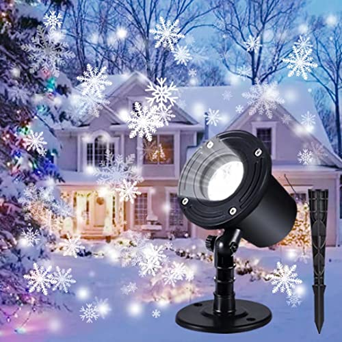 Snowflake Projector Lights Outdoor, Indoor Christmas Light Projectors LED Snowfall Decoration with Waterproof White Snow for Xmas Clearance，Holiday, Home，Party，Garden and Patio Decorations (Black)