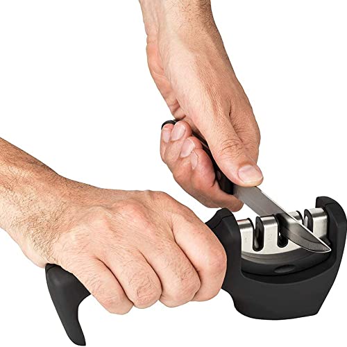 muuunann Professional Knife Sharpener with Stone Piece,Chef Kitchen Knife Sharpening System for Straight and Serrated Knives,Siccors, Multifunction 4 in 1,with Diomand Steel, Smart,Sharp and Safe